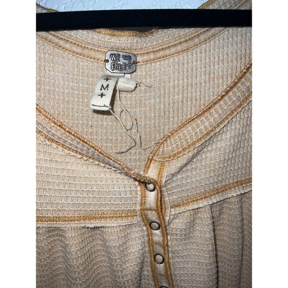 WE The Free Waffle Knit Long Sleeve Shirt Henley Oversized Free People X1 - Picture 3 of 6